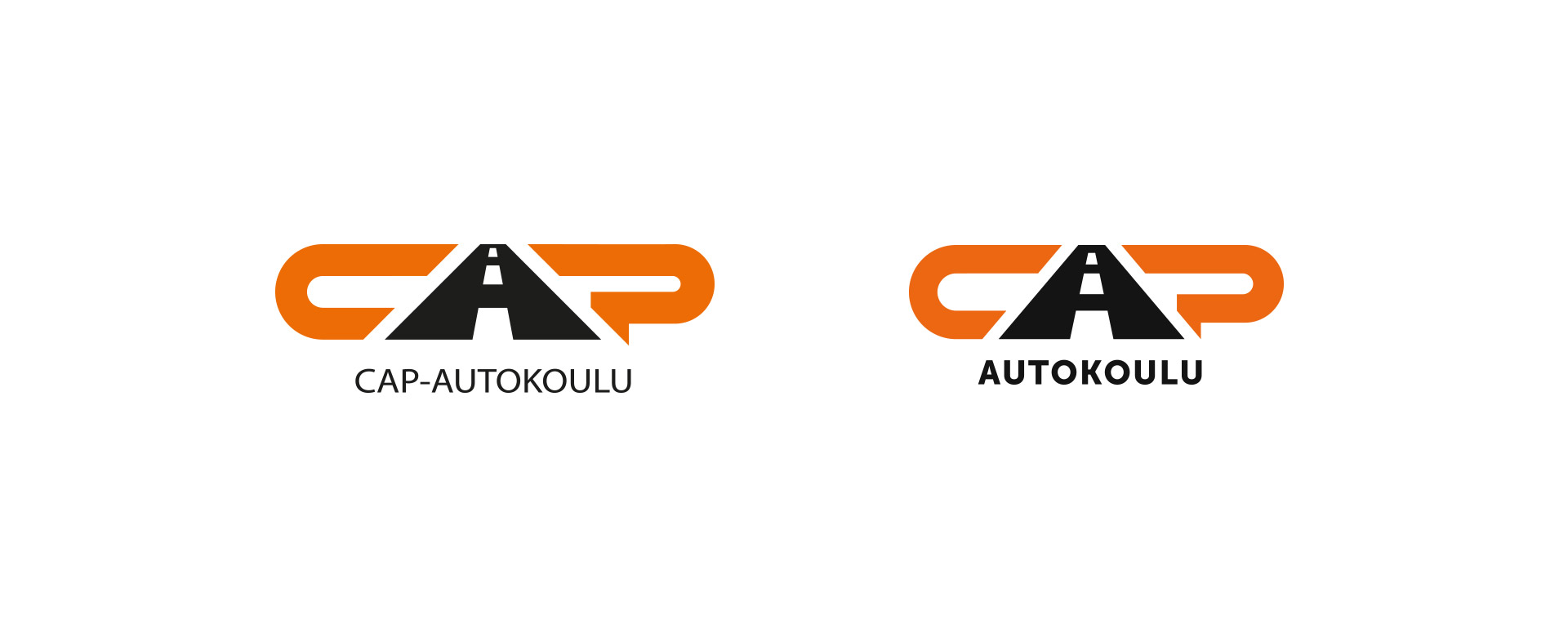 Brändi-ilmeen uudistuksen yhteydessä uudistettu Cap Autokoulun tunnus, ennen ja jälkeen -kuva